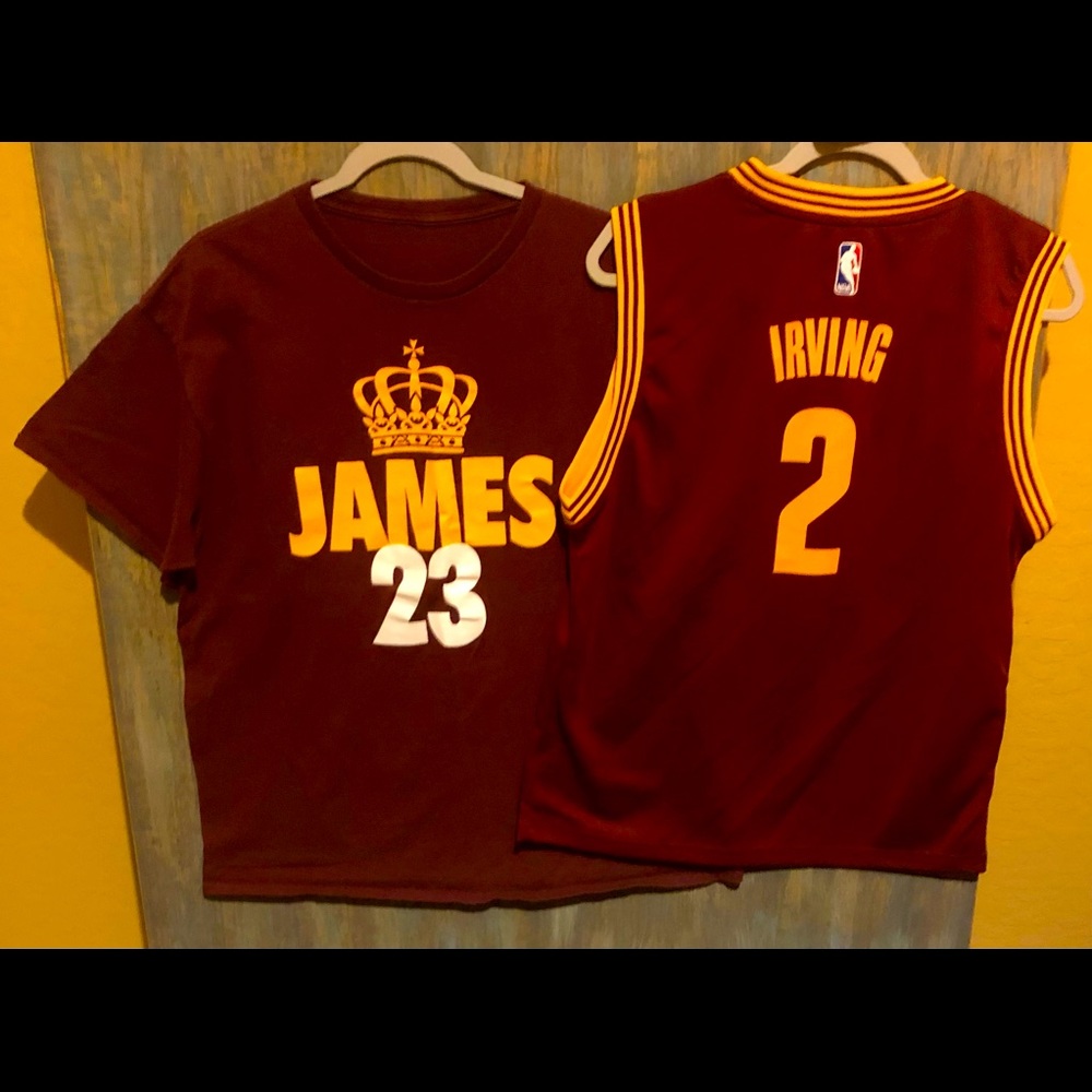 Lebron James Cavaliers Shortsleeved Tee and Kyrie Irving NBA Jersey